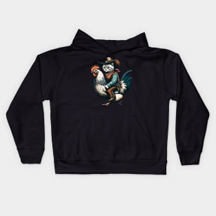 Meowdy Cat Riding Chicken Kids Hoodie